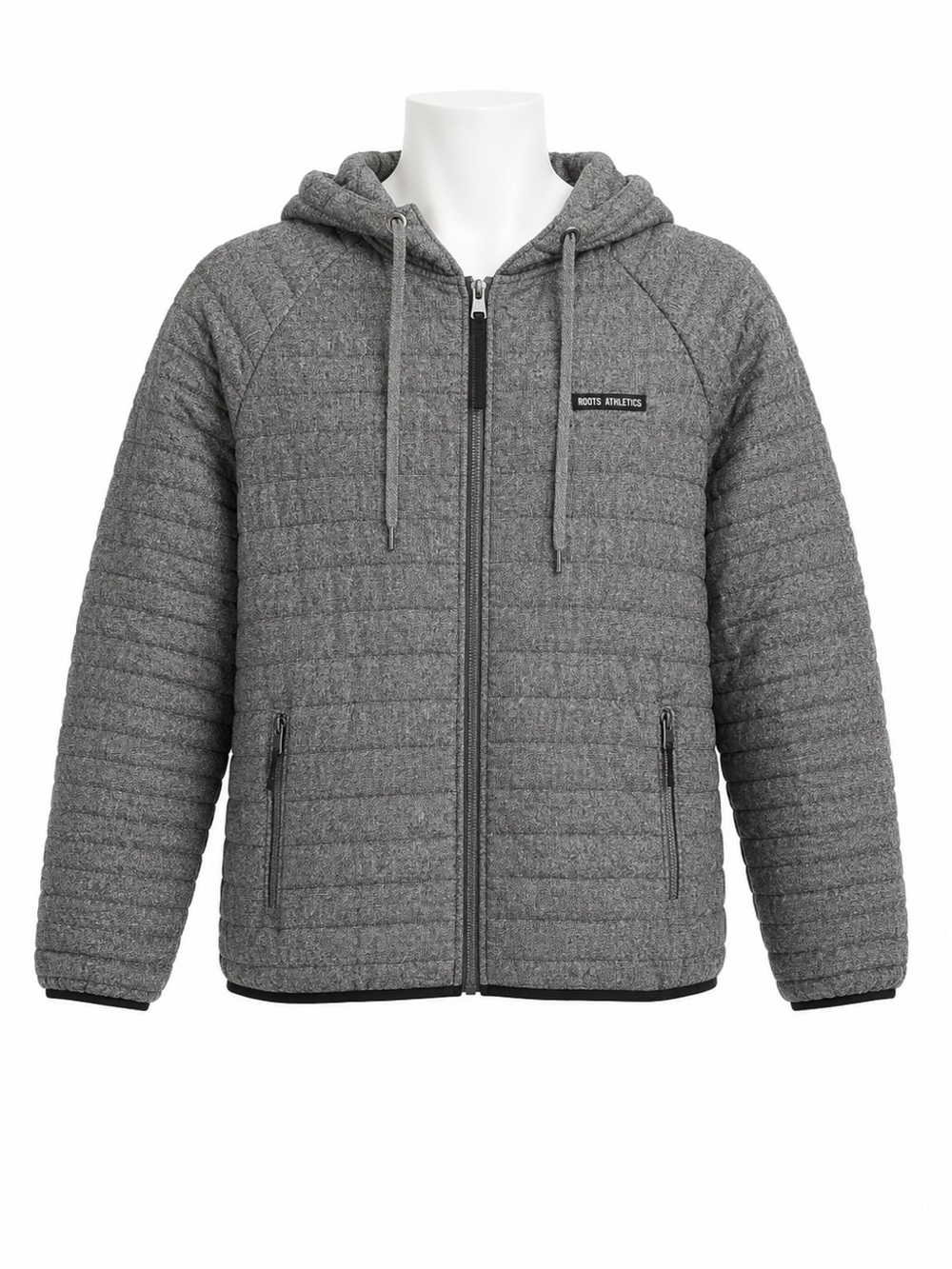 Size XL Roots Athletics Men’s Quilted Hooded Insulated Jacket Gray Full Zip